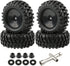 4pcs RC Trailer Tires, 12mm Hex Hard Dish Wheel Rim and Tires with Lock Nuts Washers Wrench for 1/10 Rock Crawler Truck Off Road Racing Car Axial ...