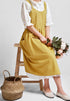 NEWGEM Cotton Linen Cross Back Apron for Women with Pockets for Cooking Cleaning Yellow without Waist Ties...