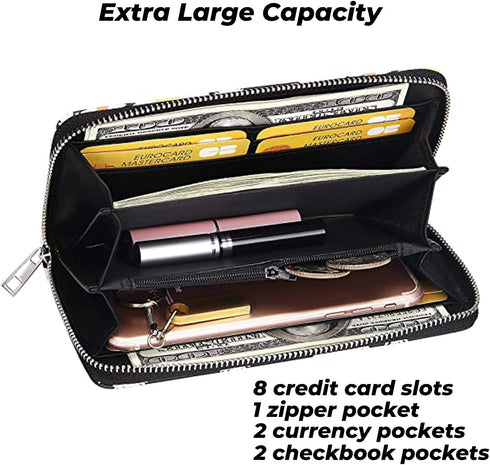Sloth Wallet for Women PU Leather Purse with Card Holder Zip Around Clutch Wallets...