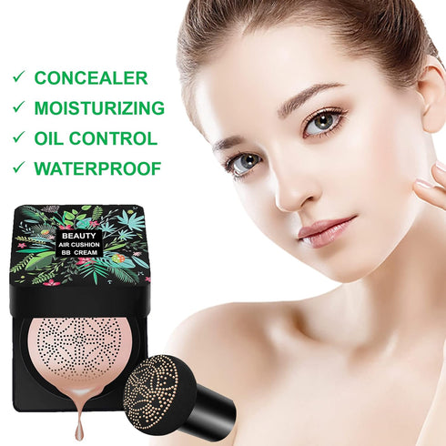 Mushroom Head Air Cushion CC Cream Foundation BB Cream Foundation Makeup Moisturizing CC Cream Liquid Foundation with Makeup Primer Concealer Last...