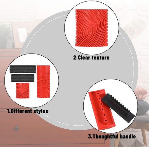 Rubber Empaistic Wood Grain Graining Pattern DIY Grain Painting Tool Wood Graining Painting Tool Wood Texture Graining Tool Household Wall Art Pai...