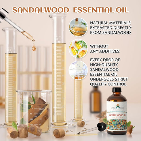 EVOKE OCCU Sandalwood Essential Oil 4 Fl Oz, Pure Sandalwood Oil for Diffuser Candle Soap Making - 118ml...