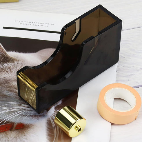 Acrylic Black Tape Dispenser Gold for Desk Masking Tape Cutter Holder 1-Inch Core Office Tape Dispenser...