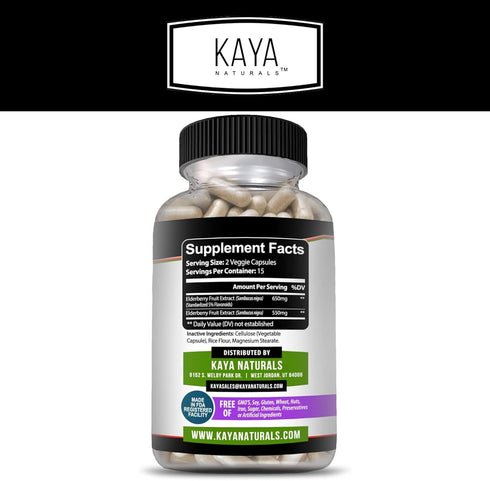 Kaya Naturals Elderberry Immune Support | Elderberry Extract, Rich Antioxidant Premium Elderberry Vitamins, 1200mg Immune System Booster Sambucus ...
