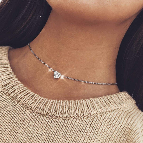 Women Simple Choker Heart Choker Pendant Necklace Trendy Necklace Bridal Necklace Jewelry for Women(GOLD)...