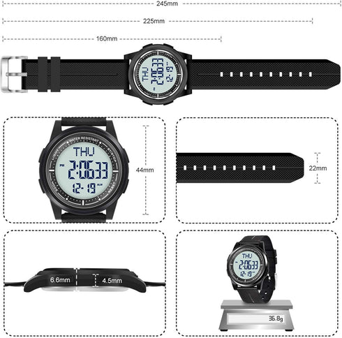 Beeasy Digital Watch Waterproof with Stopwatch Alarm Countdown Dual Time, Ultra-Thin Super Wide-Angle Display Digital Wrist Watches for Men Women...