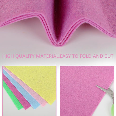 Whaline 18Pcs Pastel Felt Fabric Sheets Pink Blue Assorted Soft Thick Craft Felt Pack for Spring Summer Valentine's Day Easter DIY Craft Sewing Pa...