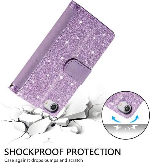 UEEBAI Wallet Case for iPhone SE 2022 5G/iPhone 7/iPhone 8/iPhone SE 2020, Retro 9 Card Slots Zipper Pocket Handbag PU Leather Magnetic Cover Wris...