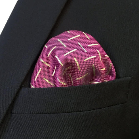S&W SHLAX&WING Mens Pocket Square Geometric Purple Yellow XL Large...