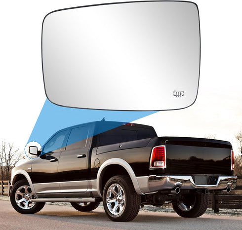 TOP-MAX Dodge Ram Driver Left Side Heated Mirror Glass Compatible with 2009-2018 Dodge Ram 1500 2500 Side View Exterior Convex Mirror Glass 680502...