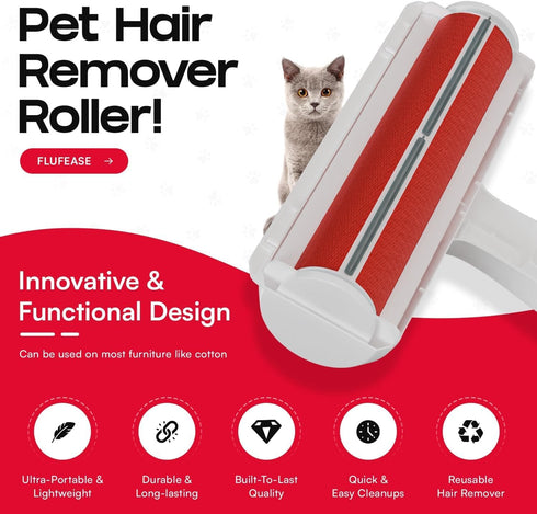 Omega Sun Roller Pet Hair Remover, Dog & Cat Fur Remover, Reusable Lint Roller - Cat and Dog Hair Remover for Furniture, Couch, Carpet, Clothing a...