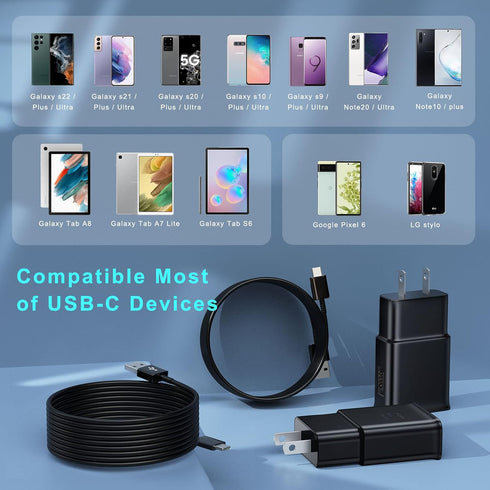 Android Phone Charger Type C with 10 FT C Cable Fast Charging for Samsung Galaxy S10/S10e/S10+/S9+/S8+/S23/S22/S21 Ultra/S20/Note 20/Note 10/Note ...