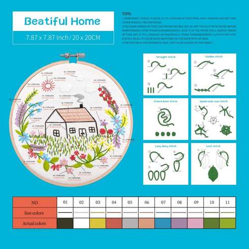 4 Pack Embroidery Starter Kit with Pattern for Beginners, Beginner Embroidery Kit for Adults, Cross Stitch Kits Hand Embroidery Kit Needlepoint Ki...