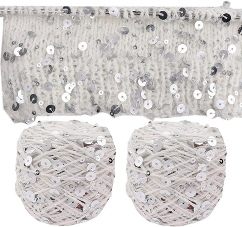 Shimmering Sequin Cotton Yarn 153yard Sparkling Thread Crochet Strings for Headband Beanie Knitting Sweater Weaving DIY Stitch Winter Accessories ...