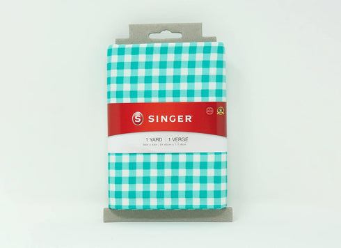 Singer Fabrics, 100% Cotton, Aqua Gingham Check, 1 Yard Cut...