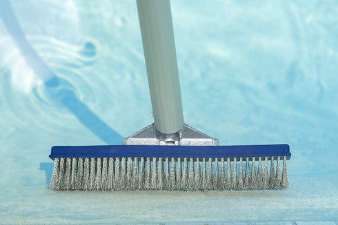 Poolmaster 20177 Aluminum-Back Swimming Pool Wall Brush with Stainless Steel Bristles, 10-Inch, Silver...