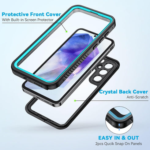 Lanhiem for Samsung Galaxy A55 5G Case, IP68 Waterproof Dustproof, Built-in Screen Protector, Rugged Full Body Shockproof Phone Cover for Galaxy A...