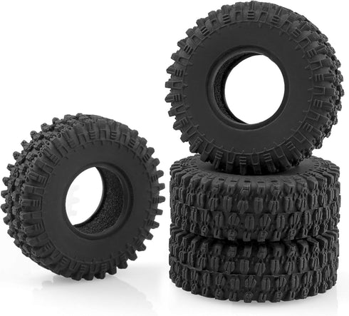 1.0 Crawler Tires w/Foam Beadlock Wheel Soft Tire for TRX4M SCX24 1/18 1/24 RC Crawler Truck, 52 * 19mm...
