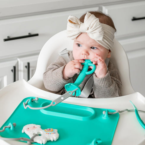 Busy Baby Teething Spoon - 2-in-1 Teether and Training Spoon for Self Feeding, Dishwasher Safe, BPA Free, Food Grade Silicone (Pewter)...