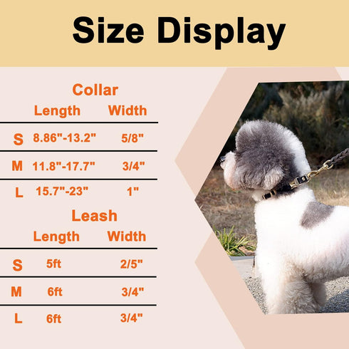 Leather Dog Leash 5ft for Small Dogs,Braided Leather Leash and Dog Collar Set,Strong Dog Training Leash,Soft Comfortable Dog Training Leather Leas...