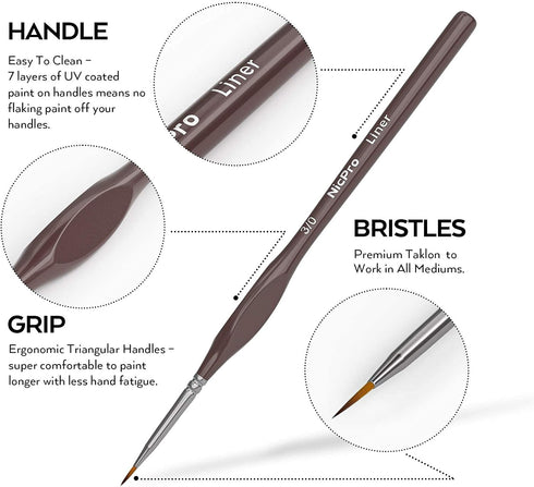 Nicpro 15 PCS Micro Fine Detail Paint Brush Set, Small Miniature Fine Tip Detail Brushes Kit for Acrylic Oil Watercolor, Models, Paint by Numbers,...