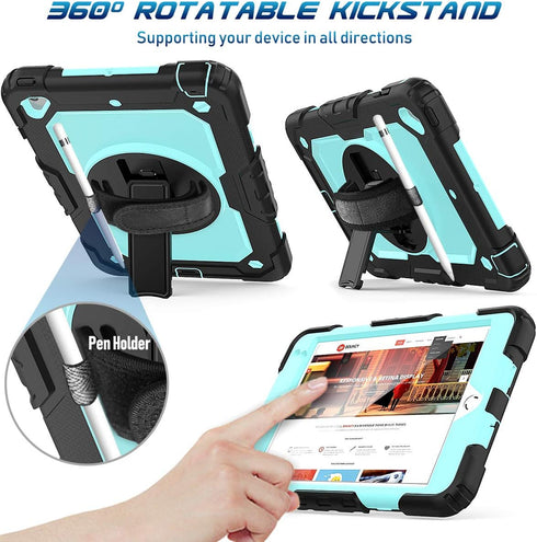 Timecity Case for iPad Mini 5th Generation, for iPad Mini 5 / Mini 4 Case, Heavy Duty Case with Screen Stand Hand Strap Shoulder Strap Pencil Hold...