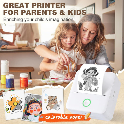 Thermal Mini Printer, Portable Inkless Sticker Maker, Bluetooth Printer for Phone, Wireless Label Printer with Tape, Free Cut Small Pocket Printer...