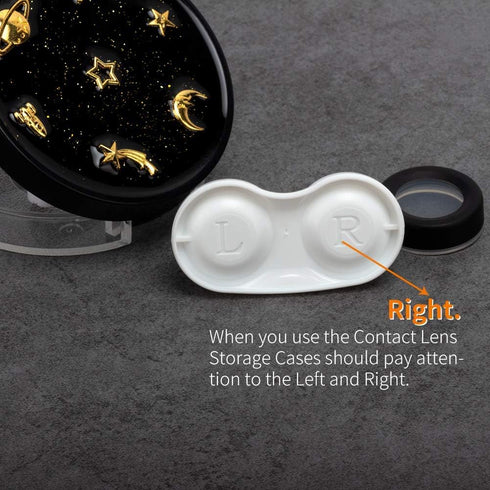 Contact Lens Case, Cute Moon And Stars Contact Holder Cases Kit with Lenses Remover Tool Tweezers Mirror Solution Bottle Portable Contacts Contain...