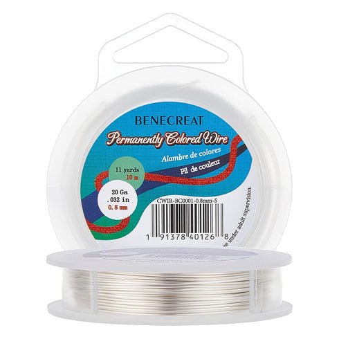 BENECREAT 20 Gauge Wire Jewelry Silver Copper Wire Tarnish Resistant Beading Wire for Craft Jewelry Making, Wreaths, Weaving, Pendant Wrapping, 33...