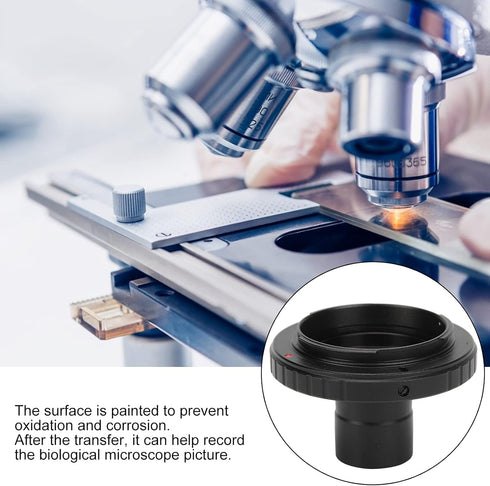 Zyyini Microscope Lens Adapter, Aluminium Alloy Black 23.2mm T-Mount Microscope to for Nikon F-Mount SLR Camera Biological Microscope Adapter Ring...