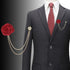 4pcs Rose Lapel Brooch with Hanging Chain, Handmade Rose Flower Brooch Badge Tassel Chain Men's Suit Accessories...