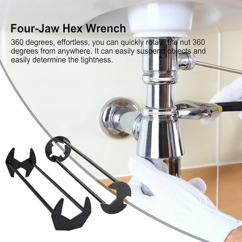 Basin Wrench, Sink Wrench Set 7 Sizes Universal Under Sink Plumbers Wrench Multifunctional Carbon Steel Faucet Wrench, Four-claw Hexagon Wrench fo...
