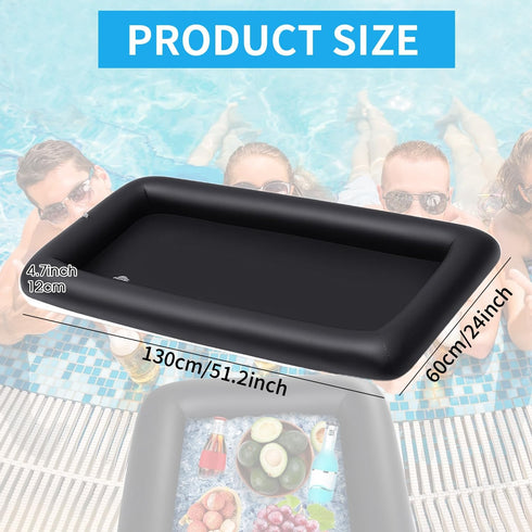 Ice Buffet Serving Tray Drink Cooler with Drain Plug,Inflatable Ice Serving Buffet Bar Inflatable Cooler for Parties Food 52 x 24 x 5'' (Black)...