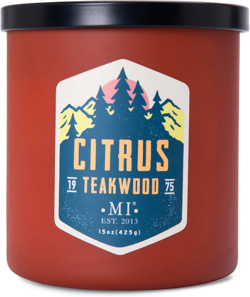 Manly Indulgence Citrus Teakwood Scented Candles for Men, 2 Wick, 15 oz Premium Soy Blend Wax, 60H Burn, Candles for Home Scented – Made in The US...