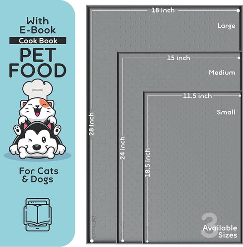 Dog Food Mat - Raised Edges Dog Mat for Food and Water Prevent Spill, Waterproof Cat Food Mat Protect Floors, Easy Clean Dog Bowl Mats for Food an...