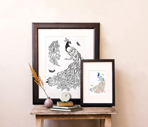 GSS Designs Peacock Stencil - Reusable Large Stencils for Painting on Wood Wall Canvas Fabric Furniture Crafts 12''x16'' - Peacock Feather Stencil...