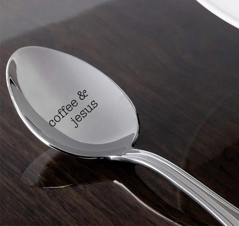 coffee Jesus engraved spoon - Christian Gifts for her - Pastor Gift Idea - Inspirational kitchen spoon - Religious spoon - Keepsake coffee spoon -...