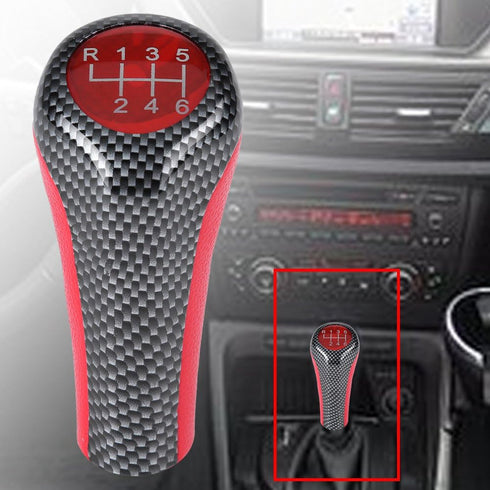 Minyinla 6 Speed Stick Shift Knob Carbon Fiber Gear Shifting Shifter Head Knob for BMW X1 X3 X5 E60 E61 E65 E83 E84 E90 E91 E92...