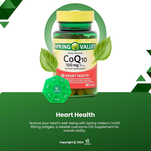 Rapid-Release CoQ10 100 mg, 60 Softgels with Bundle Exclusive Vitamins & Minerals - A to Z - Better Ligth&Spring Guide + Weekly Pill Organizer (3 ...