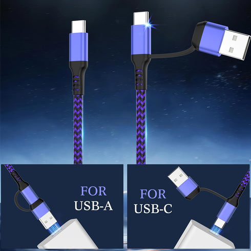 USB C Cable 6FT, 2Pack 60W 2in1 Charging Cable Type C Charger Fast Charging Cable Nylon Braided USB A/C to USB-C Cable for iPhone 15 Pro Max iPad ...