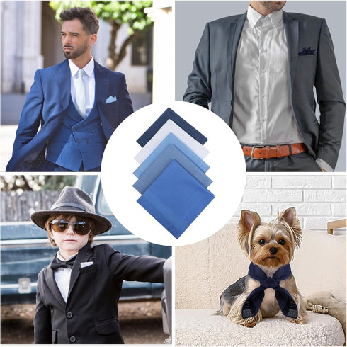 Giantree 5 Pcs Cotton Handkerchiefs for men, Classic Pocket Squares Set Soft Mens Hankies Handkerchiefs 15.8" x 15.8" 5 Colors...