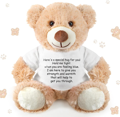 A Bear Hug Gift Get Well Soon Bear Gift Plush Stuffed Animal Bear Hug Thinking of You Sympathy Gift for Women Kids Condolences Memorial Loved(Khak...