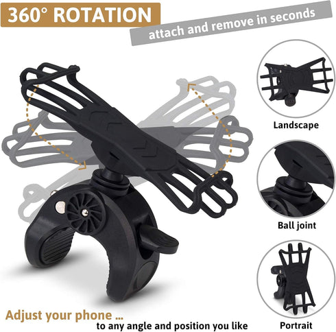 Universal Cell Phone Holder Mount - Compatible with All Smartphones, Fits iPhone, Samsung Galaxy, Pixel, and More - Black......