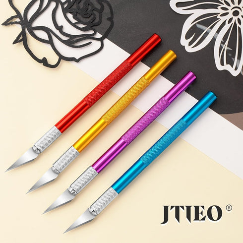 JTIEO 74 Pack Hobby Knife Exacto Knife with 4 Upgrade Sharp Hobby Knives and 70 Spare Craft Knife Blades for Art, Scrapbooking,Stencil...