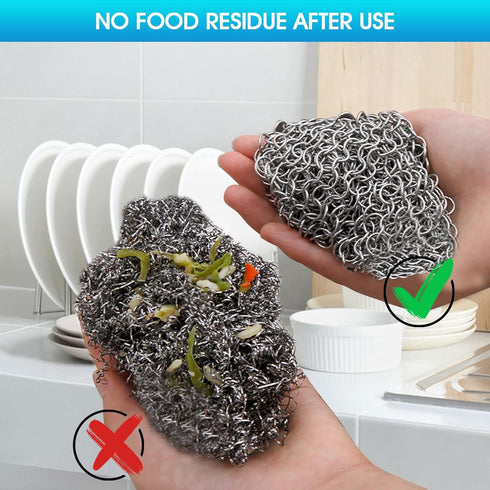 Cast Iron Cleaner 6"x6.3" 316L Stainless Steel Chainmail Scrubber for Griddle Skillet Dutch Oven Wok Stainless Steel Pot Cast Iron Pan Support Dis...