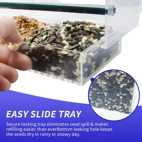 Window Bird Feeder with 4 Extra Strong Suction Cups, Large Outdoor Bird House for Cardinals Bluebird Chickadees etc....