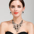 BriLove Wedding Bridal Leaf Cluster Jewelry Set for Women Crystal Flower Enamel Statement Necklace Dangle Earrings...