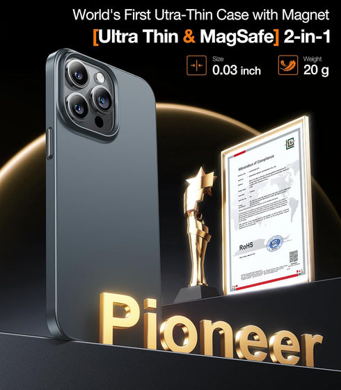 TORRAS Magnetic Slim-Fit for iPhone 15 Pro Max Case, Ultra-Thin 15 ProMax Phone Case Compatible with MagSafe, Lightweight Anti-Scratch Matte Hard ...
