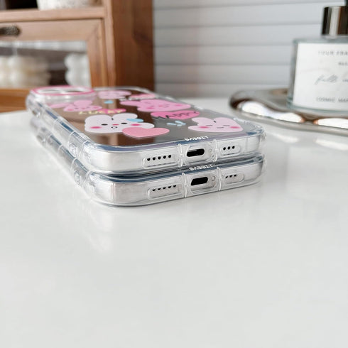 Jmltech for iPhone 15 Pro Max Case Cute Mirror Girly Pink Rabbit Women Silicone Slim Protective Phone Cases for iPhone 15 Pro Max (Rabbit, iPhone ...