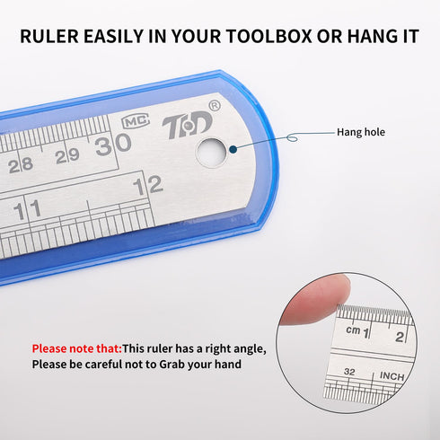 2PCS Stainless Steel Ruler Set,12 Inch Metal Scale Millimeter Ruler with Inches and Centimeters,Precision Measuring Tool for Drawing,Baking,for Sc...